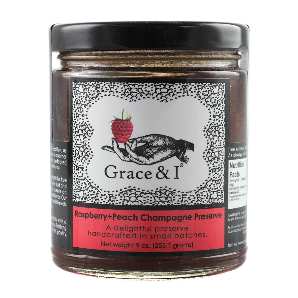 Grace & I Raspberry and Peach Champagne Preserve