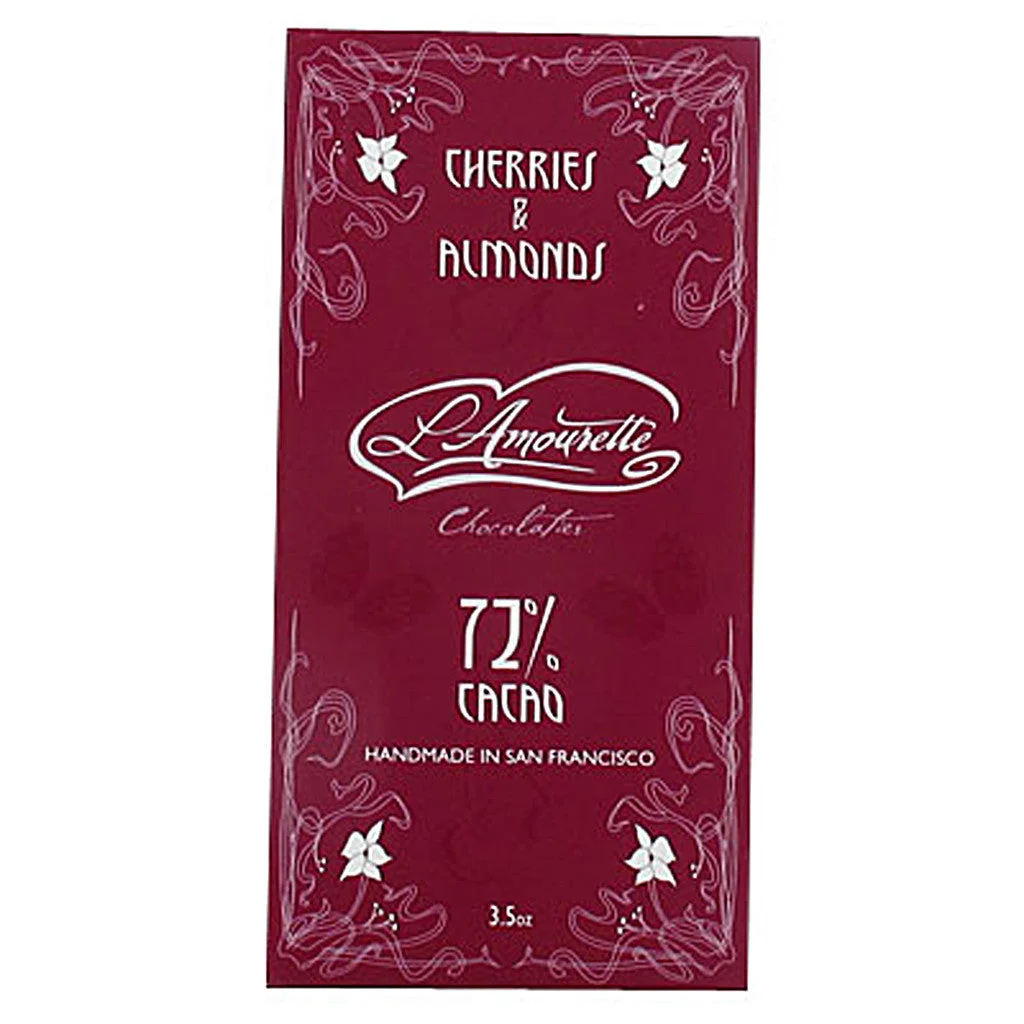 L'Amourette Cherry & Almond 72% Chocolate Bar