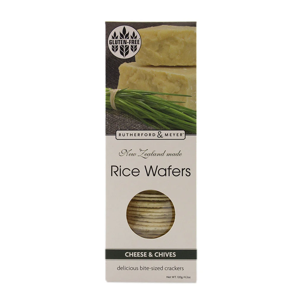 Rutherford & Meyer Cheese & Chives Rice Wafers Gluten Free