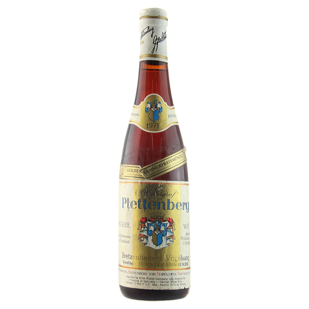 1971 Plettenberg Bretzenheimer Vogelsang Trokenbeerenauslese 750mL