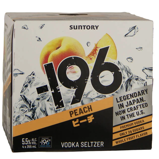 Suntory -196 Peach Vodka Seltzer 4 Pk / 4-355mL