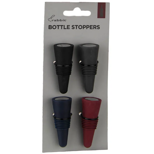 Rabbit Wine Bottle Stoppers 4-Pack (Assorted Colors)