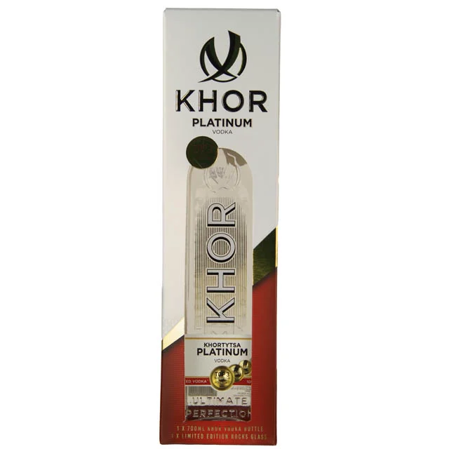 Khortytsa Platinum Vodka Gift Set with Rock Glass / 700mL