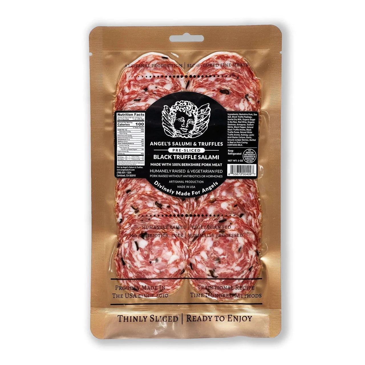 Angel's Black Truffle Salami Sliced 3 oz