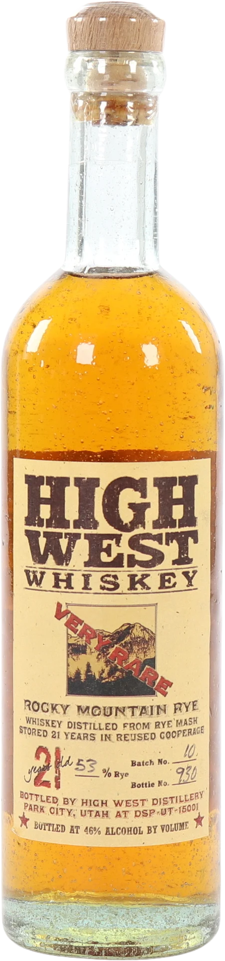 High West 21 Year Old Rocky Mountain Rye Whiskey (375mL)