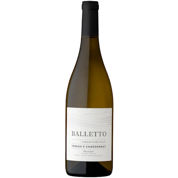 12 Bottle Case Balletto Teresa's Unoaked Russian River Chardonnay 2023 w/ Shipping Included