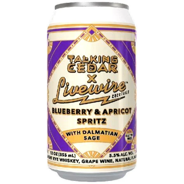 Livewire X Talking Cedar Blueberry & Apricot Spritz 12oz 6 Pack Cans