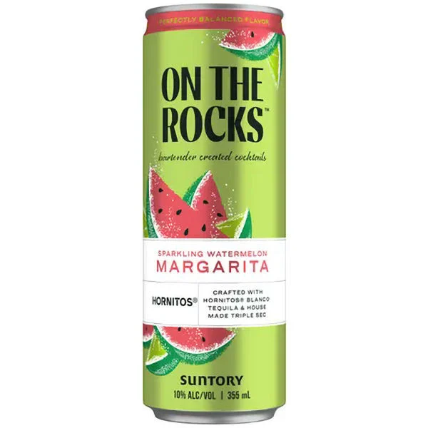 On The Rocks Sparkling Watermelon Margarita Ready-To-Drink Cocktail 355ml 4-Pack
