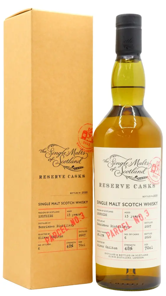 Benrinnes - 13 year old Single Malts Of Scotland - Reserve Cask - Parcel #3 2007 Whisky 70cl 48% ABV