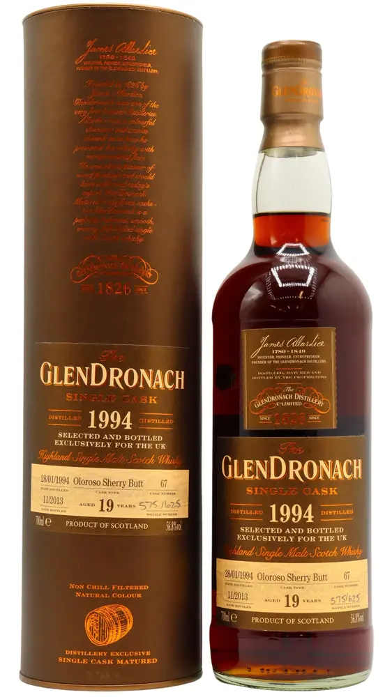 Glendronach - 19 year old Single Oloroso Sherry Cask #67 1994 Whisky 70cl 56.8% ABV (UK Exclusive)