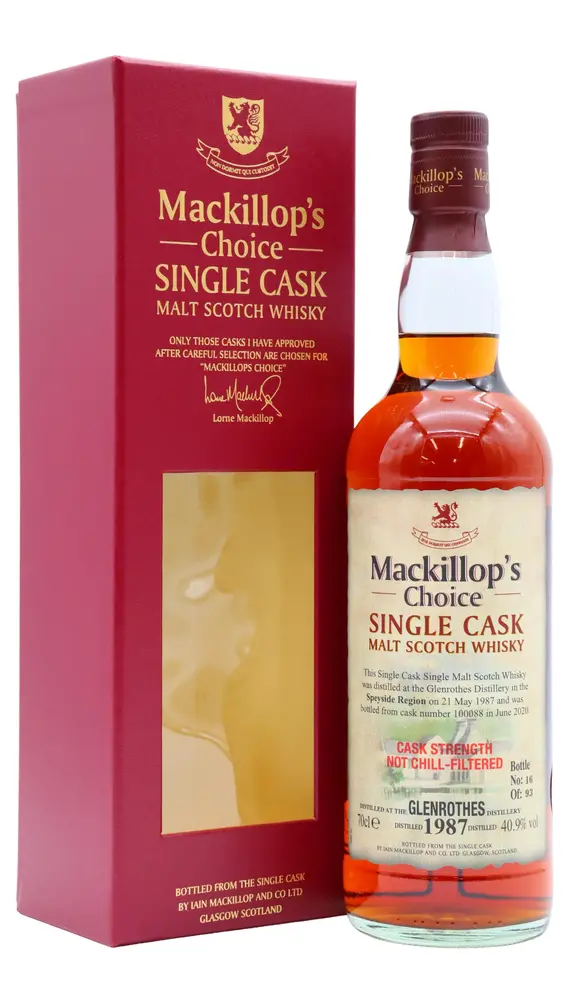 Glenrothes - 33 year old Mackillop's Choice Single Cask #100088 1987 Whisky 70cl 40.9% ABV