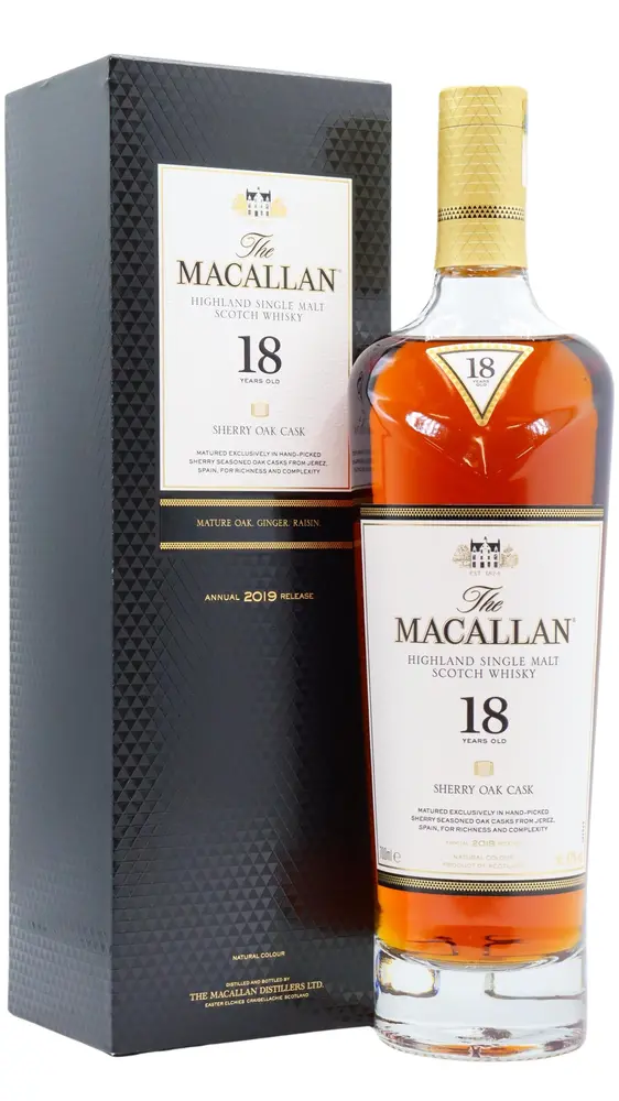 The Macallan - 18 year old 2019 Release Sherry Oak Highland Single Malt Scotch Whisky 70cl 43% ABV
