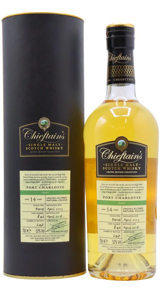 Port Charlotte - 14 year old Chieftains Single Cask #846 2003 Whisky 70cl 52% ABV