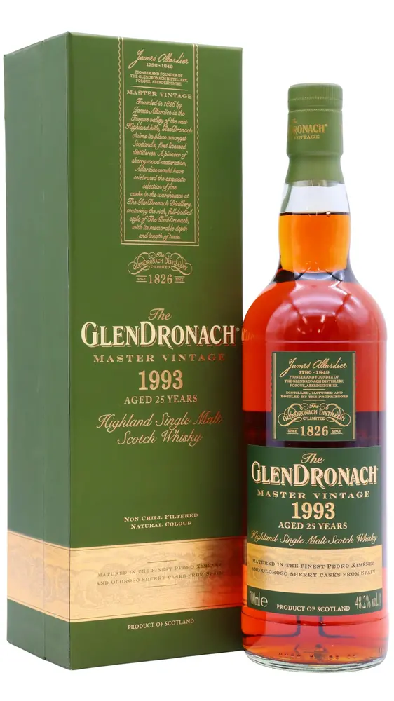 Glendronach - 25 year old Master Vintage Highland Single Malt Scotch 1993 Whisky 70cl 48.2% ABV