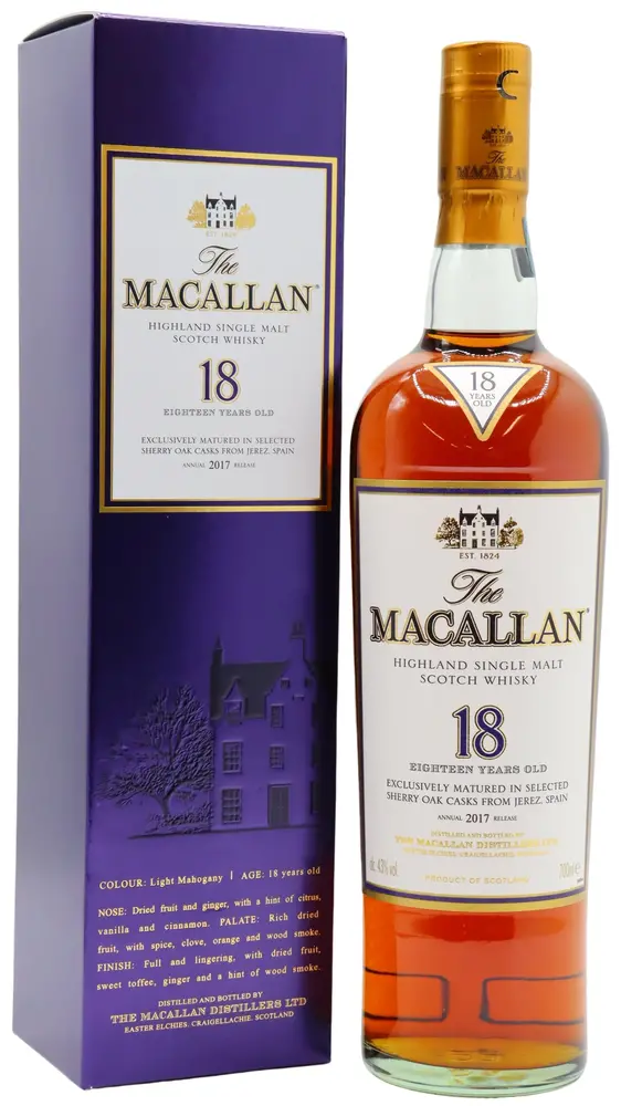 The Macallan - 18 year old 2017 Release Sherry Oak Highland Single Malt Scotch Whisky 70cl 43% ABV