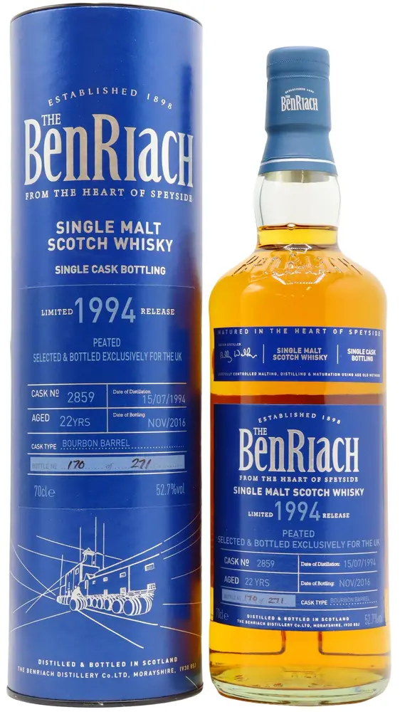 Benriach - 22 year old Single Cask #2859 1994 Whisky 70cl 52.7% ABV (UK Exclusive)