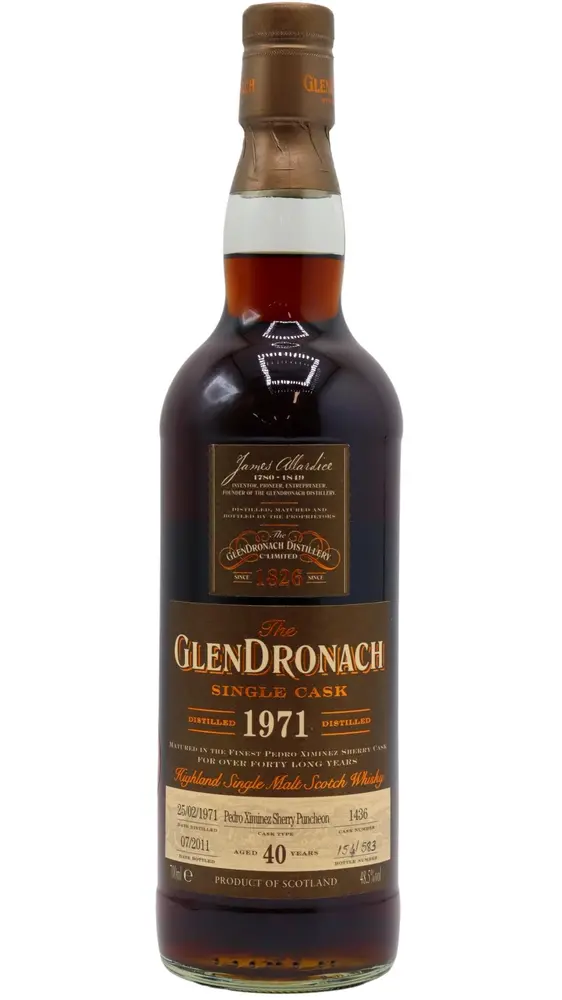 Glendronach - 40 year old Batch 4 Single Pedro Ximenez Sherry Cask #1436 1971 Whisky 70cl 48.5% ABV