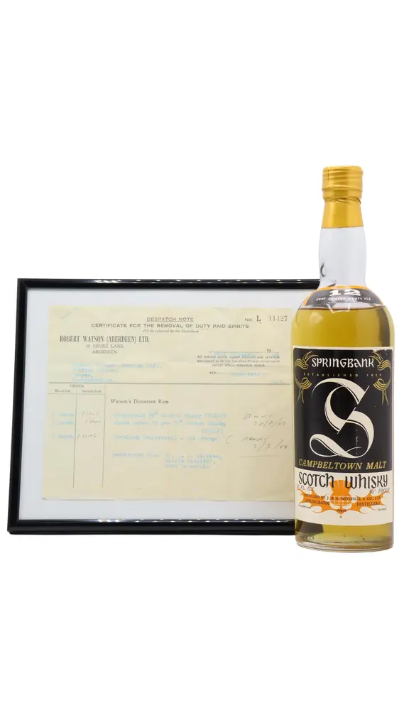 Springbank - 12 year old Campbeltown Single Malt Scotch Whisky 26 2/3 Fl. Ozs 46% ABV (1960's Bottling)