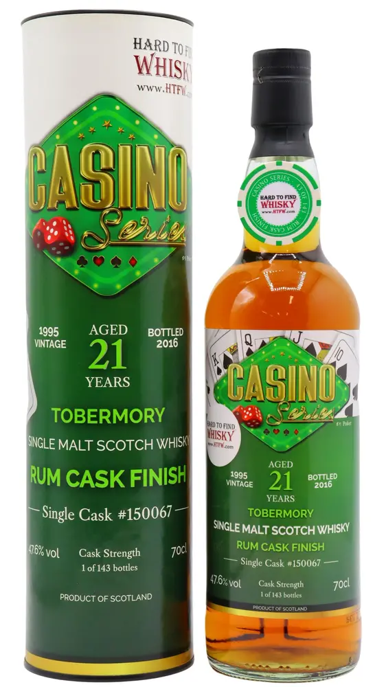 Tobermory - 21 year old Casino Series - Single Rum Cask #150067 Poker 1995 Whisky 70cl 47.6% ABV