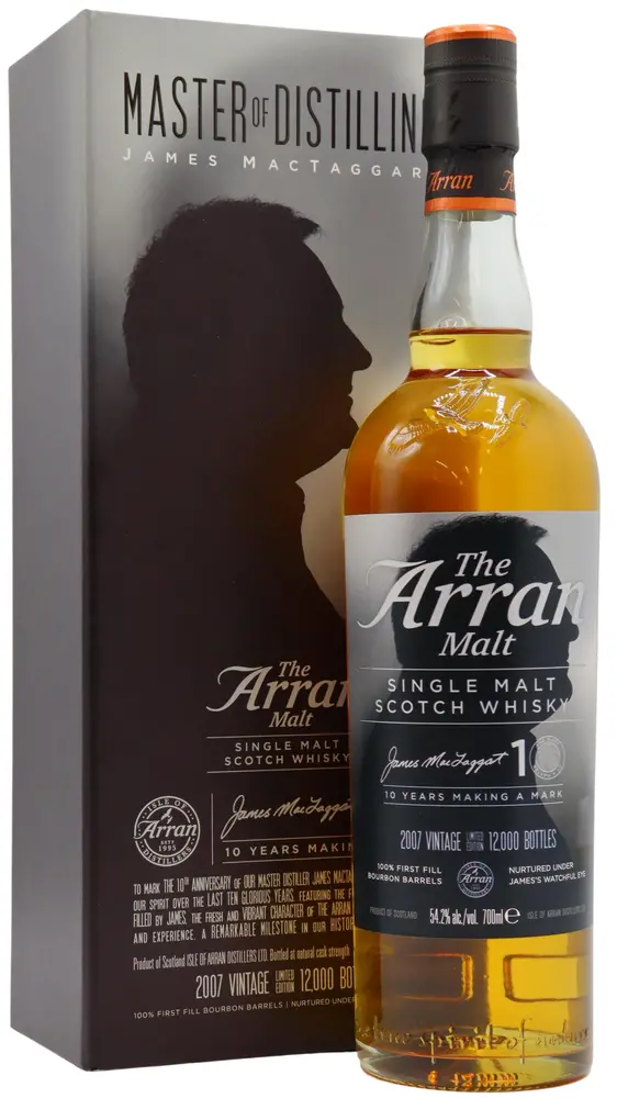 Arran - 10 year old Master Of Distilling James Mactaggart 10th Anniversary 2007 Whisky 70cl 54.2% ABV