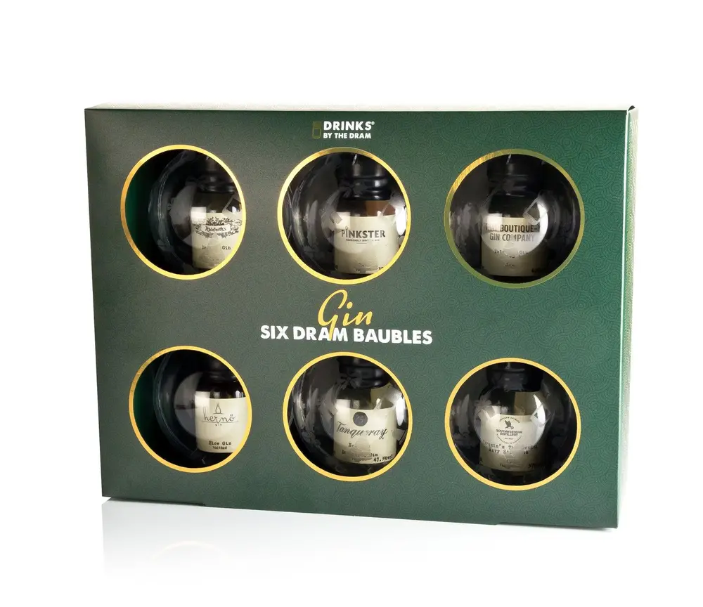 Drinks By The Dram - Box Of Six Christmas Gin 3cl x 6 40% ABV Baubles