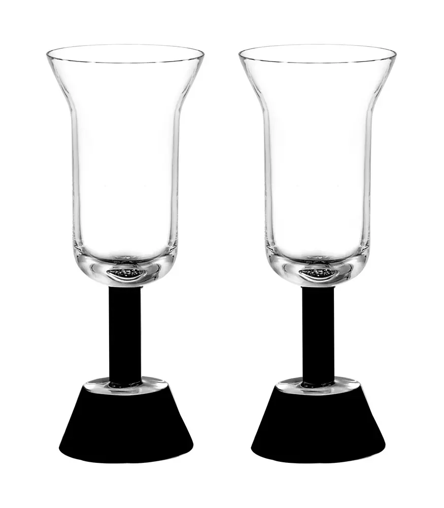 Ettore Sottsass - Orfeo Calice Flute Nero Champagne Goblet (Black) (Twin Pack)
