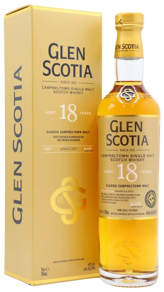 Glen Scotia - 18 year old Campbeltown Single Malt Scotch Whisky 70cl 46% ABV
