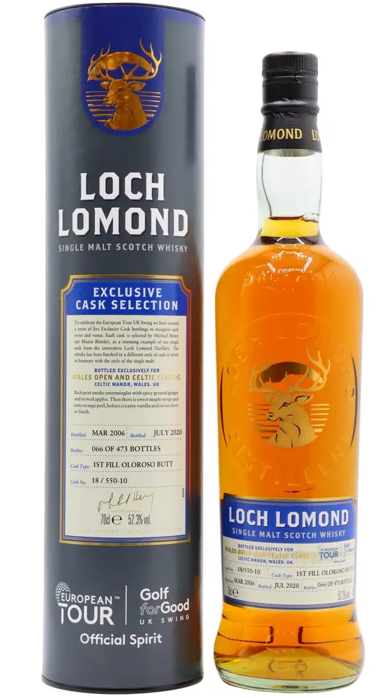Loch Lomond - 14 year old European Tour - Wales Open Single Cask 2006 Whisky 70cl 52.3% ABV