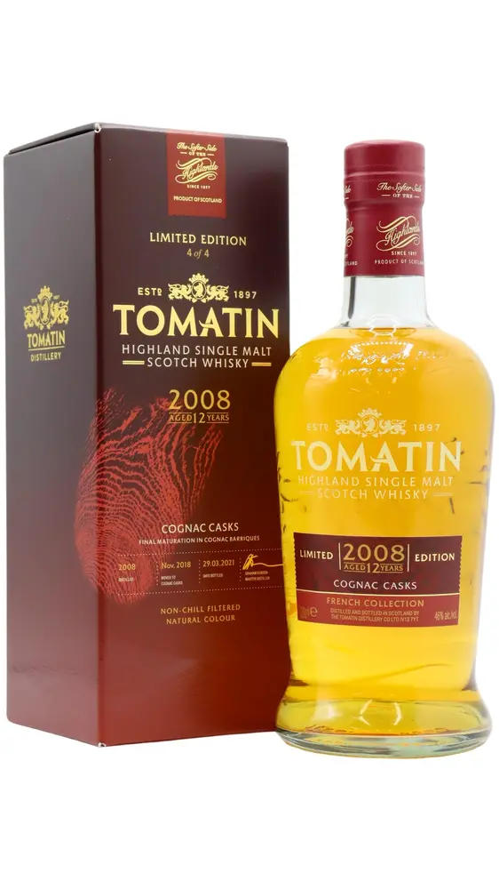 Tomatin - 12 year old French Collection - Cognac Cask Highland Single Malt Scotch 2008 Whisky 70cl 46% ABV