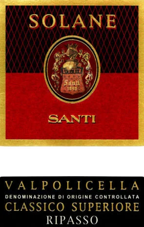 12 Bottle Case Santi Valpolicella Classico Superiore Solane 2016 w/ Shipping Included